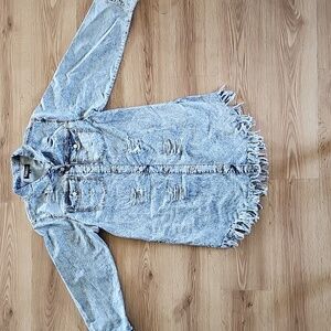 Women's Long Sleeve Distressed Denim Dress By Thrill Jeans, Size 3x